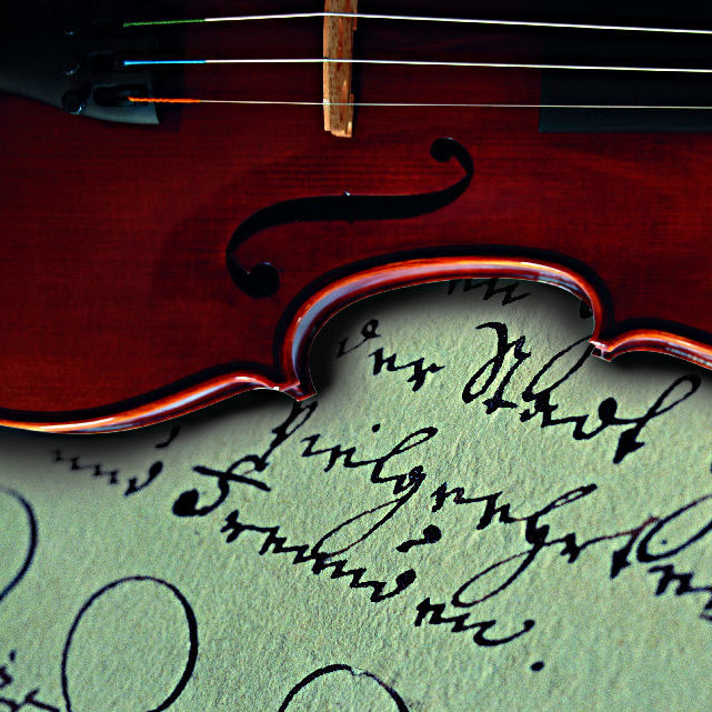 Geige und alte Handschrift auf Papier